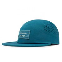 Casquette de camping en plein air personnalisée de haute qualité, non structurée, à 5 panneaux, avec trous découpés au laser, imperméable, à visière plate, pour la course, casquettes de sport pour hommes