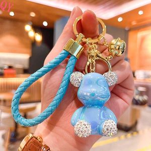 QQ Diamond Encrusted <b>Cute</b> Teddy <b>Bear</b> Colorful Electroplated Teddy <b>Bear</b> Keychain Creative Pendant Fashionable Keychain - Product Image 5