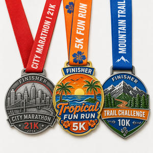 Manufacturer Metal Medals Design Logo Awards Soft Enamel Tech Medal with <b>Ribbon</b> and Engraved Name Robotics Competition Medal - Product Image 1