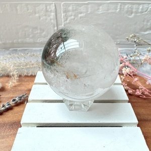 Beautiful Eco-Friendly <b>Painted</b> Garden Quartz Sphere with Lodolite Inclusion for Meditation Healing Energy - Product Image 2