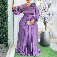 Robe de soirée plissée élégante en mousseline de soie, style européen et américain, à manches longues, taille empire, écologique, grande taille pour femme