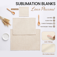 Sets de table carrés en tissu de lin pour sublimation, résistants à la chaleur, en lin naturel uni, pour table à manger et cuisine