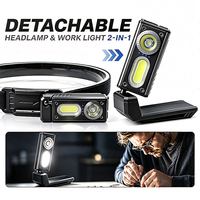 Linterna Frontal COB con Múltiples Fuentes de Luz y Imán, 600LM, Indicador de Nivel de Batería LED, 360° ° Lámpara de Corredor Giratoria y Desmontable