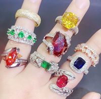 Bague en zirconium cristal luxueuse de couleur diamant, micro-incrustée, en argent S925, bague à explosion de pierres précieuses