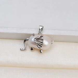 Collier en perles exotiques en forme d'éléphant fait à la main pour femmes, pendentif baroque en argent 925, composants de bijoux creux, bricolage - Product Image 2