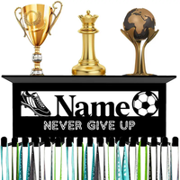Présentoir de trophées en métal personnalisable Porte-médailles mural moderne et durable avec nom de famille Porte-médailles de marque