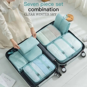 Hanfeizi Thời Trang Polyester Du Lịch <span class=keywords><strong>Cubes</strong></span> Hành Lý Organizer Vali Set Đóng Gói Cube 7Pcs Nén Lưu Trữ Túi - Product Image 3