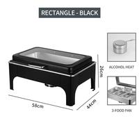 Edelstahl Chafing Dish für Restaurants, Hotels und Hochzeiten, 9L, Schwarz, Hydraulisch, Gasbeheizt, Buffet-Speisenwärmer