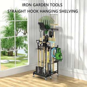 Organisateur d'outils de jardin en métal, crochets de rangement, <span class=keywords><strong>étagère</strong></span> d'organisation pour garage, support pour outils de nettoyage, tour de rangement pour balais et pelles - Product Image 4