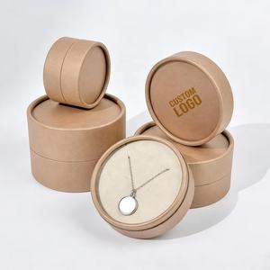 Caja Redonda Pequeña y Bonita Biodegradable Personalizada para Anillos, Aretes, Collares y Pulseras, Empaque de Tubo de Papel para Almacenamiento de Joyería con Inserto de Espuma - Product Image 1
