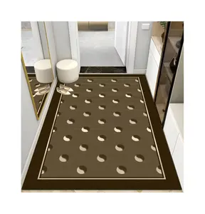 Karpet coklat kasmir palsu pola melingkar kecil dekorasi rumah keset pintu masuk mudah untuk mempertahankan karpet ramah lingkungan