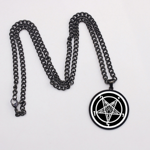 Collier en acier inoxydable avec sigile de Baphomet, chèvre Samaël, Lilith, pentacle inversé, pentagramme et sigile de Lucifer, <span class=keywords><strong>symbole</strong></span> satanique - Product Image 5