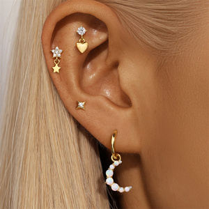 Joyería de Perforación de Ópalo con Revestimiento de Oro de 18k, Diseño de Estrella Plana, de Moda y de Gran Venta para Mujer - Product Image 5