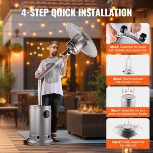 Calentador de Patio de Propano VEVOR de 50000 BTU, Alto, Martillado, con Mesa Redonda, Plateado para Exteriores - Product Image 4