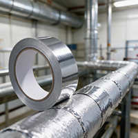 Ruban adhésif en aluminium industriel pour l'isolation des tuyaux, résistant à la chaleur, imperméable, ruban adhésif en aluminium pour système HVAC
