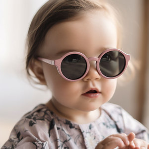 Customized <b>Round</b> <b>Sunglasses</b> UV400 Polarized Patterned Flexible Silicone Baby <b>Sunglasses</b> with Strap for Boys and Girls - Product Image 1