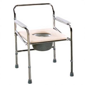 Height Adjustable Chromed Steel <b>Commode</b> Chair for Disabled Elderly with 5-Level Height Adjustment and 100kg Capacity - Product Image 1