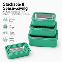 Boîte de conservation alimentaire hermétique avec couvercle en verre, logo personnalisé, boîte à lunch en acier inoxydable, boîtes à lunch vertes pour adultes