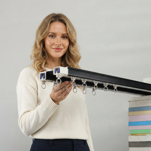 Rieles Dobles <span class=keywords><strong>de</strong></span> Aluminio <span class=keywords><strong>de</strong></span> Alta Resistencia para Cortinas, Longitud Personalizable, Estilo <span class=keywords><strong>de</strong></span> Lujo - Product Image 1