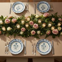 Service de table en céramique indigo tie-dye floral, vaisselle de cuisine, assiettes décoratives bohèmes, tasse, soucoupe, passe au micro-ondes et au lave-vaisselle