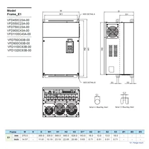 Variateur de fréquence VFD C2000+ / Série C2000 d'origine, VFD900C43A-00 90KW 125HP 460VAC 180A en stock - Product Image 4