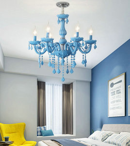 Macaron bleu cristal lustre salon chambre lustre Nordique créatif diffuse café net <span class=keywords><strong>cafe</strong></span> cristal lumière tube - Product Image 5