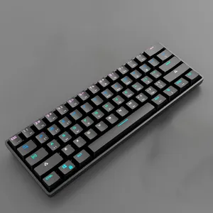 Keyboard Gaming Mekanik Sumbu Hijau, 61 Kunci H61 untuk Nirkabel Bt Mode Ganda Keyboard Pengisian Daya