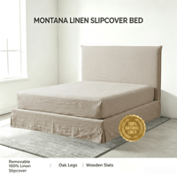Modernes 100% Leinen-Bett mit Verstellbarem Kingsize-Bettrahmen, Abnehmbarem Bezug, Massiven Eichenholzbeinen und Lattenrost, Einfache Montage, Großhandel