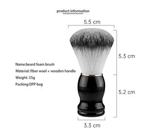 Nouveauté <span class=keywords><strong>Blaireau</strong></span> de rasage écologique pour hommes Logo personnalisé manche en bois prix usine couleur noire - Product Image 6