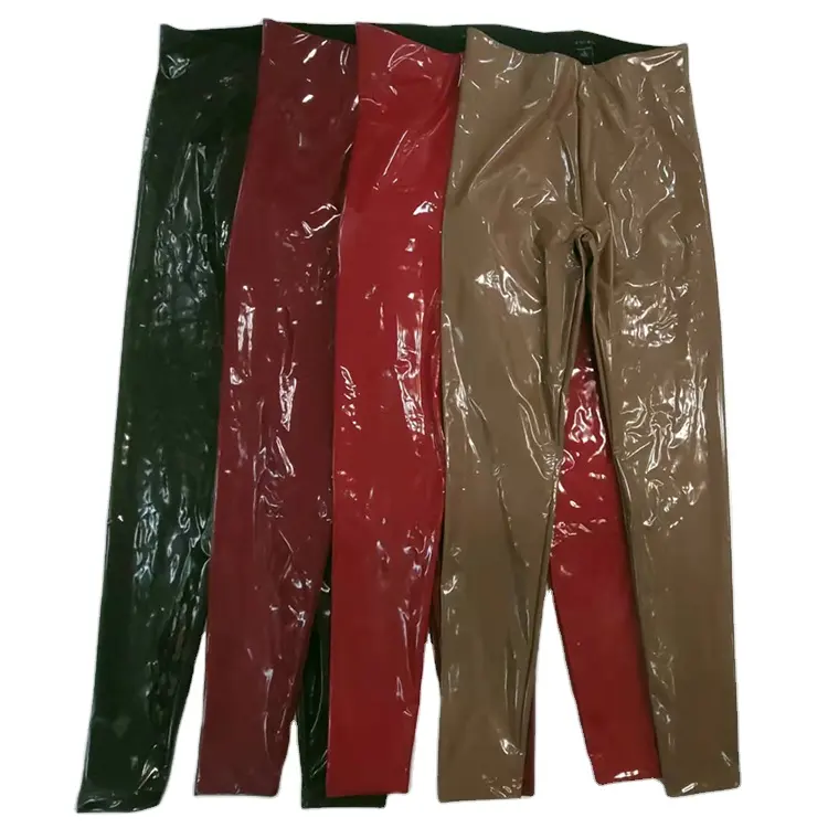 2023 Hot Sale Women' Pants Trousers Shiny PU High Waist Vinyl Womens Leggings