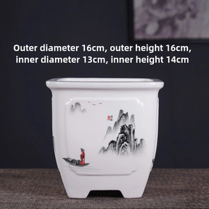 Juego de macetas de cerámica personalizables YiXing, flores azules y blancas pintadas a mano para grandes macetas de bonsái esmaltadas para jardín al aire libre para el hogar - Product Image 2