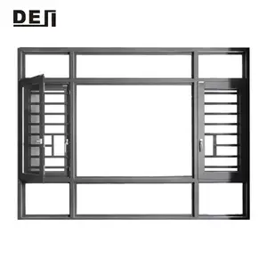 Hurricane impact fixed glass single hung Double Glazed bullet proof aluminum awing casement window