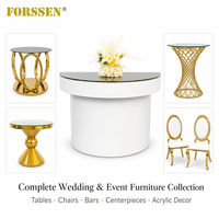 Mesa de Comedor y Recepción Semicircular Moderna de Acero Inoxidable Blanco con Cubierta de Vidrio Templado para Eventos de Boda al Aire Libre en Hoteles