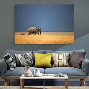 Paintings For Living Room Wall Cartoon Elephant Canvas Printing Landscape Print Picture