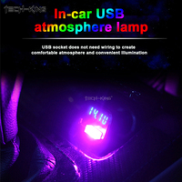TECH-KING-Lámpara de ambiente interior para coche, kit de iluminación ambiental, decoración Led nocturna, Mini lámpara de ambiente de luz LED USB Universal