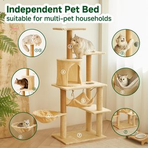 5-Tier Deluxe <b>Cat</b> Tree Tower with <b>Scratching</b> Tree <b>Posts</b> - E1 Particle Board, Plush Perches & Condo, Sisal Rope, Multi-Level - Product Image 5