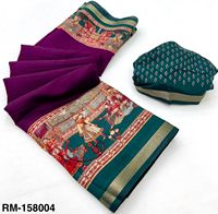 Chanderi lin Saree Kalamkari impression tissage bordure ethnique Style indien bas prix taille libre tenue de fête pour les filles spécial
