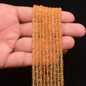 AAA Citrine 3mm-4mm Gemstone Faceted Rondelle Beads Natural Honey Citrine Semiprecious Gemstone <b>Hand</b> Cut Loose Beads For Jewelry - Product Image 4
