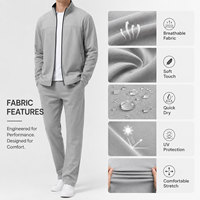 Ensemble de survêtement zippé en coton antibactérien à col montant pour hommes, uniformes de travail personnalisés pour le personnel de la salle de sport/du salon/de l'hôtel, transfert thermique