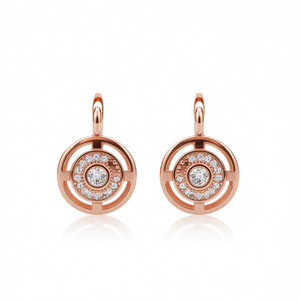 Pendientes de Diamantes en Oro Rosa para Mujer, Corte Brillante Redondo, Joyería Clásica para Boda, Diamantes Naturales, Color G - Product Image 1