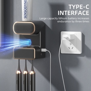 Dispensador automático de pasta de dientes para pared de baño con logotipo personalizado, con 3 ranuras desinfectantes para cepillos de dientes, dispensador automático de pasta de dientes con sensor. - Product Image 5