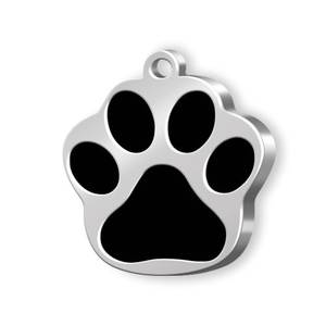 Targhetta identificativa per animali domestici, piccola, in metallo nero, con zampa, per cani e gatti - Product Image 1
