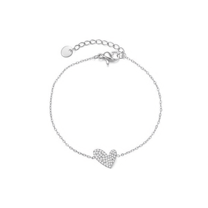 Amy Amy Heart Shape 925 <b>Silver</b> <b>Bracelet</b> With Zirconia For Women Everyday Wear Romantic Style Chain Link Jewelry - Product Image 3