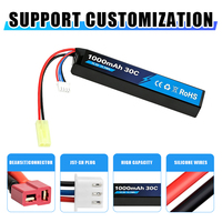 Batería para Pistola de Aire Comprimido de Voltaje Estándar 3S1P 11.1v 1000mAh/1200mAh con Conector Mini Tamiya, Perfecta para Rifles de Aire Comprimido Eléctricos AEG
