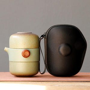 Glaze Quick Cup Ceramic Travel Tea <b>Set</b> Modern One <b>Pot</b> Two Cups Portable Outdoor Car Bag Mini Kung Fu Tea Brewing <b>Set</b> - Product Image 4