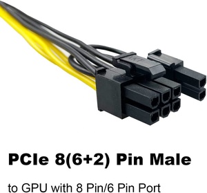 Kabel Adaptor Daya PCIe 6 Pin Male ke 8 Pin (6+<span class=keywords><strong>2</strong></span>) Male Berkualitas Tinggi PVC Tembaga, Kabel Ekstensi PCI Express untuk Penggunaan Elektronik - Product Image 3