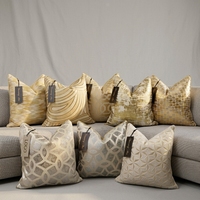 Housse de coussin décorative de luxe en velours découpé, jacquard argenté, doré et noir, avec logo personnalisé, pour la maison, les fournisseurs et la décoration hôtelière