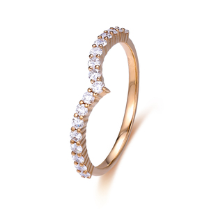 Anillo de Compromiso Vintage de Oro Rosa de 18K con Diamantes Naturales de Media Eternidad, Chapado en Rodio, para Uso Diario y Fiestas, Venta Caliente - Product Image 1