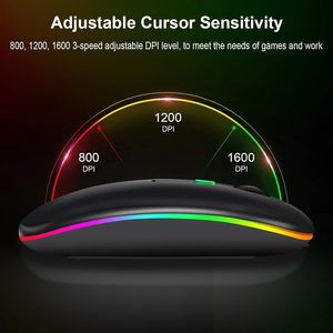 CE ROHS chế độ kép RGB đèn nền Slim Chuột phẳng Bluetooth có thể sạc lại không dây chuột máy tính - Product Image 3