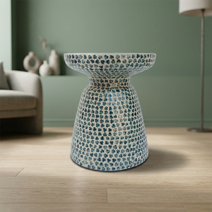 Table basse moderne en rotin naturel avec mosaïque en nacre bleue Nhat Minh, meilleur prix au Vietnam pour salon et chambre à coucher - Product Image 3